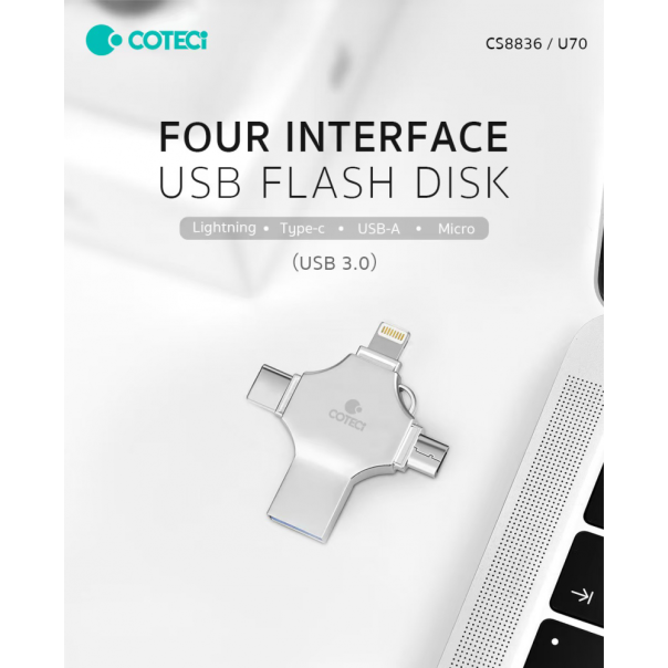 USB flash memorija Coteci CS8836 32GB USB 3.0/micro USB/Type C/lightning - 223751