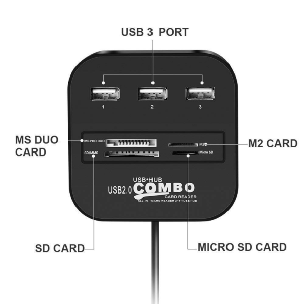 USB HUB i čitač kartica 2u1 JWD-U35 - 88930