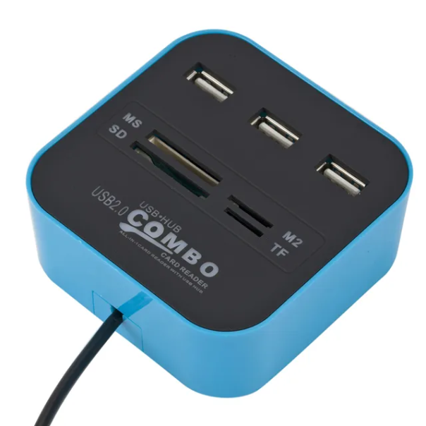USB hub I čitač kartica 2u1 JWD-U35 plavi - 94233