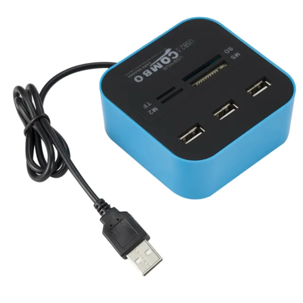 USB hub I čitač kartica 2u1 JWD-U35 plavi - 94233
