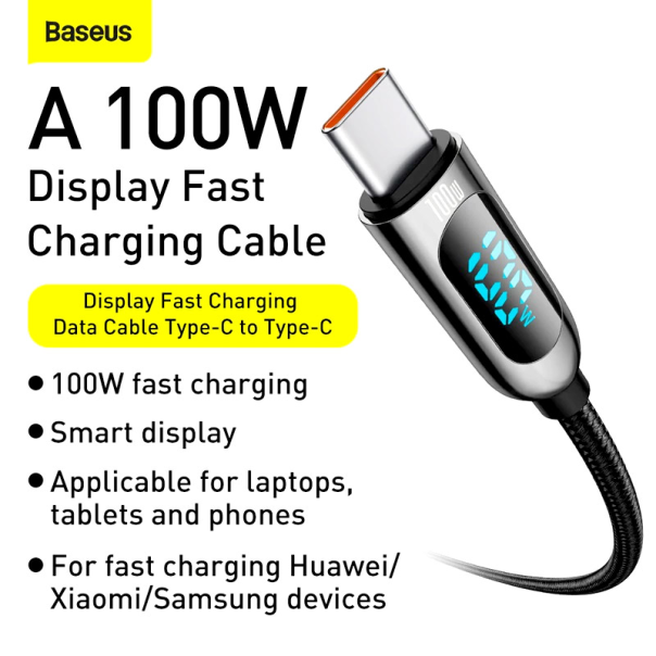 Kabel Baseus Fast Charging Type-C na Type-C 100W crni 1m - CATSK-B01