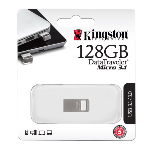 USB Kingston 128GB USB Flash Drive, USB 3.2 Gen.1, DataTraveler Micro Read 200MB/s - DTMC3G2-128GB-1-1