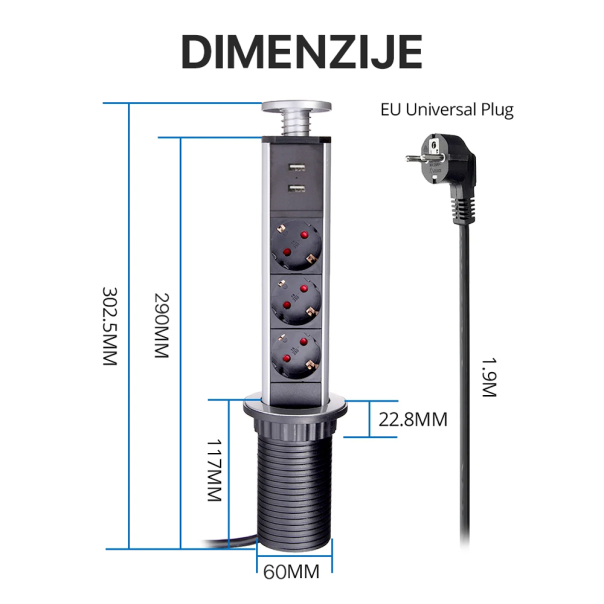 Uticnica pop-up sa 3 mesta promer 60mm - 210785