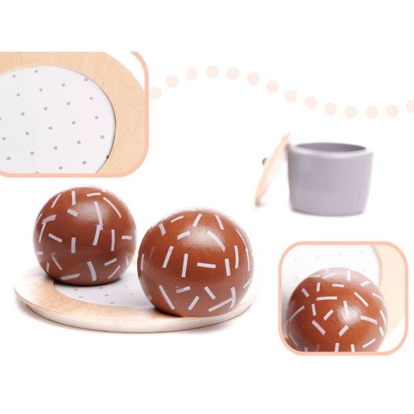 KINDER HOME Dečiji drveni set za čaj i kafu sa dodacima belo-sivi - V10B318B