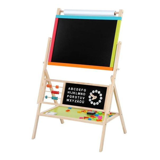 KINDER HOME Dečija drvena tabla sa magnetima i dodacima šarena - V12B103