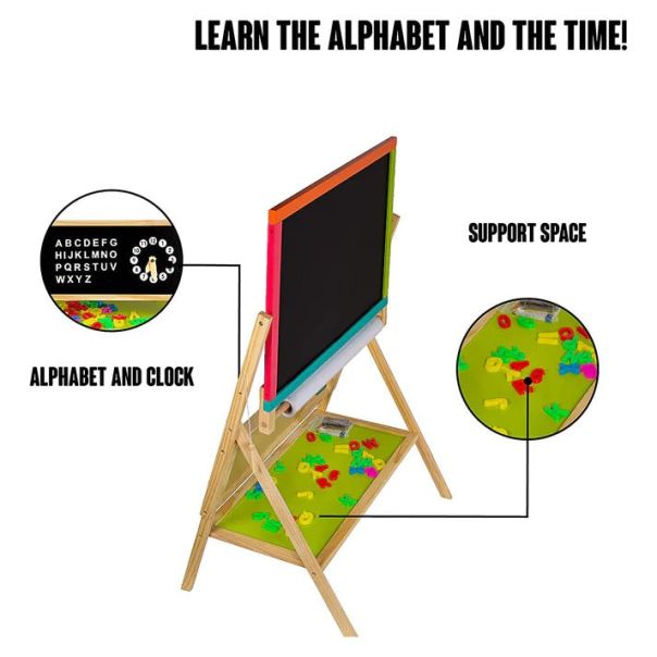 KINDER HOME Dečija drvena tabla sa magnetima i dodacima šarena - V12B103