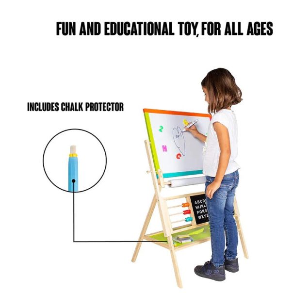 KINDER HOME Dečija drvena tabla sa magnetima i dodacima šarena - V12B103