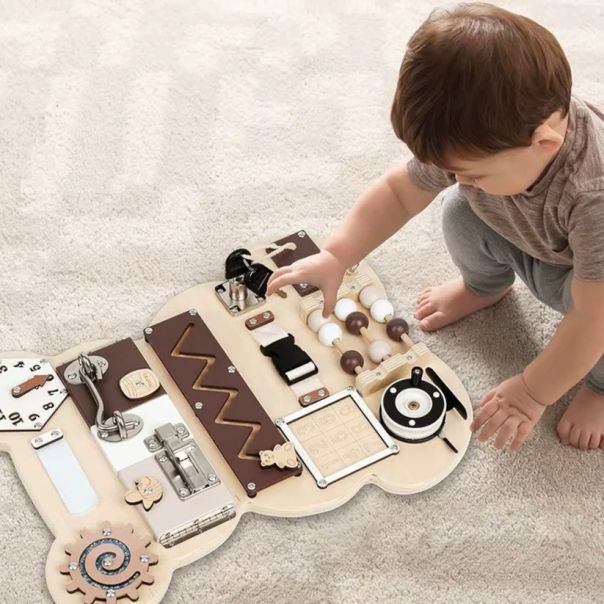 Montesori drvena tabla za motoriku Medved KINDER HOME - V12D369