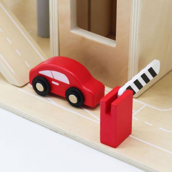 ECO TOYS Drvena garaža sa parkingom, liftom i automobilima - W04B047B