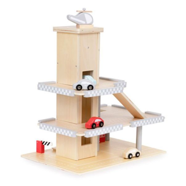 ECO TOYS Drvena garaža sa parkingom, liftom i automobilima - W04B047B