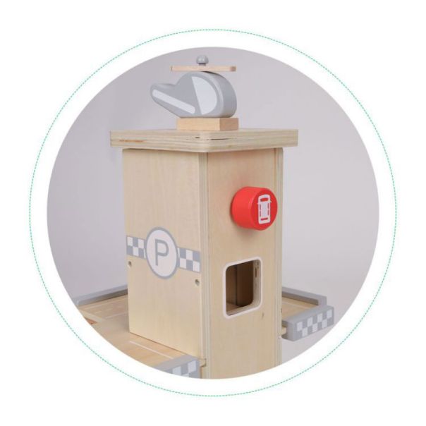 ECO TOYS Drvena garaža sa parkingom, liftom i automobilima - W04B047B