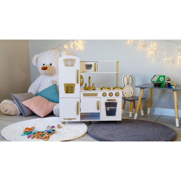 ECO TOYS Drvena kuhinja za decu White&Gold XXL - 7267-1-1-1