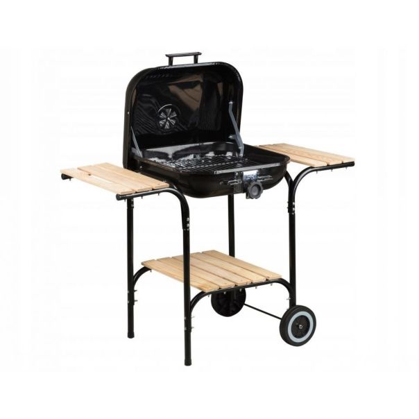 MULTIGARDEN Baštenski roštilj sa podesivom rešetkom i drvenim policama - A-SK18T