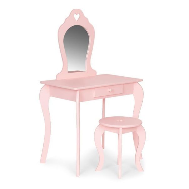 ECO TOYS Dečji drveni sto za šminkanje sa ogledalom, roze - FH-KF200011-P