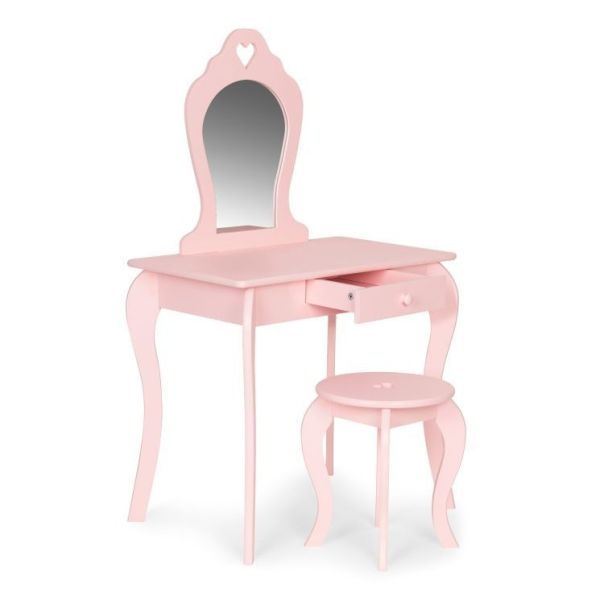ECO TOYS Dečji drveni sto za šminkanje sa ogledalom, roze - FH-KF200011-P