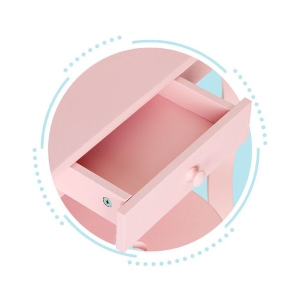 ECO TOYS Dečji drveni sto za šminkanje sa ogledalom, roze - FH-KF200011-P