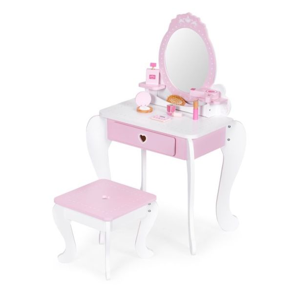 ECO TOYS Drveni dečji sto za šminkanje, roze/bela - 2950-1