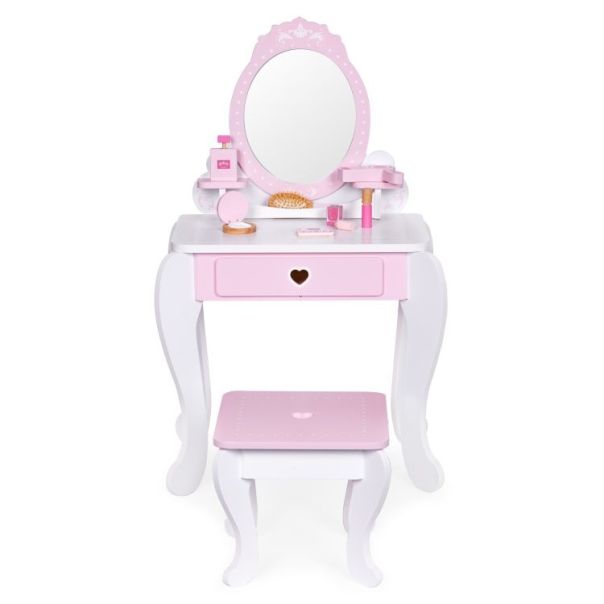ECO TOYS Drveni dečji sto za šminkanje, roze/bela - 2950-1