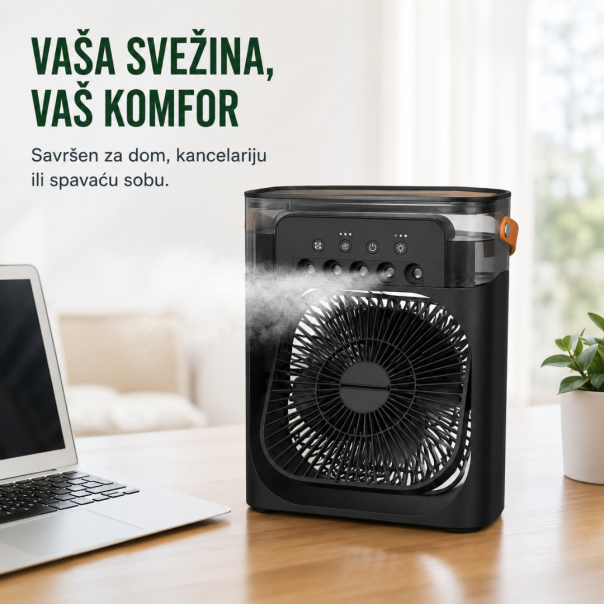 Ventilator sa prskalicama / vodenom maglom, stoni, crni - EP3106203