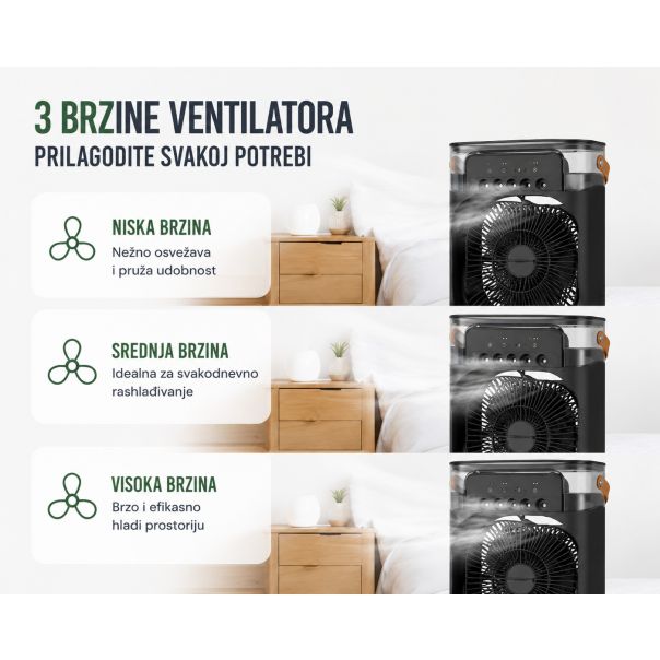 Ventilator sa prskalicama / vodenom maglom, stoni, crni - EP3106203