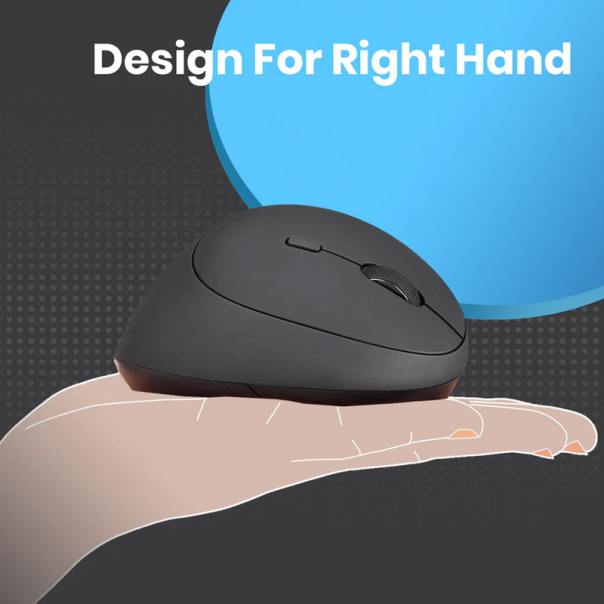 Vertikalni ergonomski bezicni miš E1 crni - 060142-1