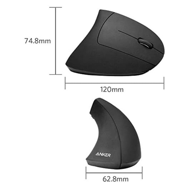 Vertikalni ergonomski bezicni miš E2 crni - 060143-1