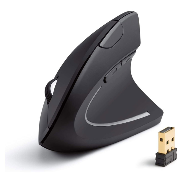 Vertikalni ergonomski bezicni miš E2 crni - 060143-1