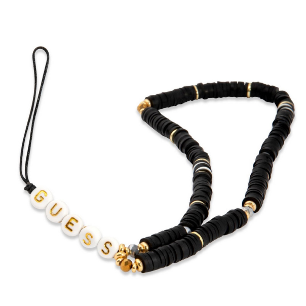 Vežica za mobilni Guess Strap Heishi Beads crna - GUSTPEARK