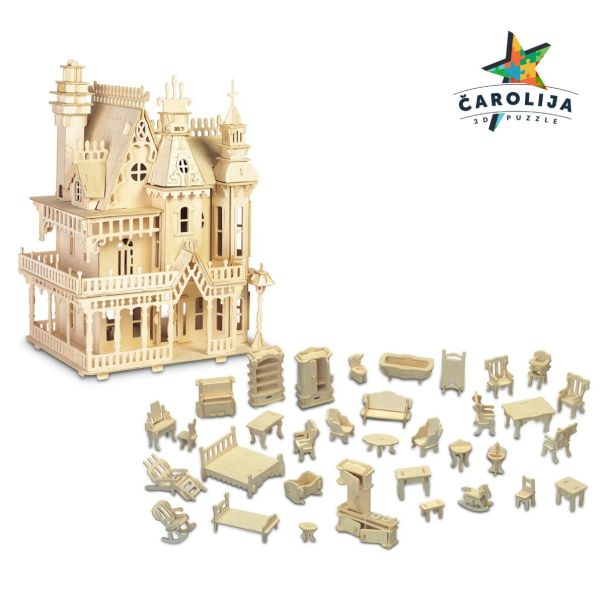 3D DRVENA PUZZLA - VILA FANTAZIJA SA NAMEŠTAJEM - 257-1-1-1-1-1