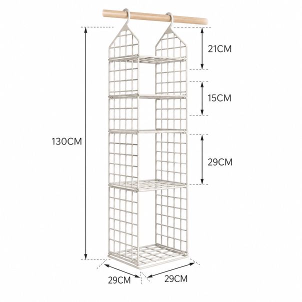 Viseći organizator za garderobu, bež, 29×29×128 cm - EP3231598