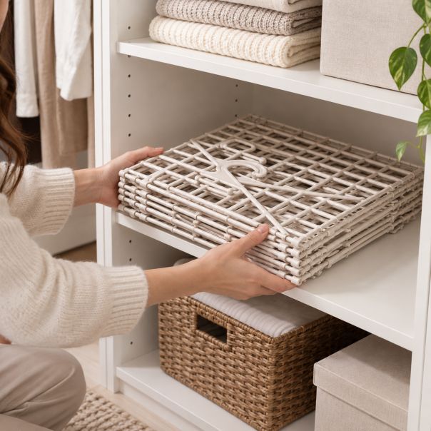 Viseći organizator za garderobu, bež, 29×29×128 cm - EP3231598