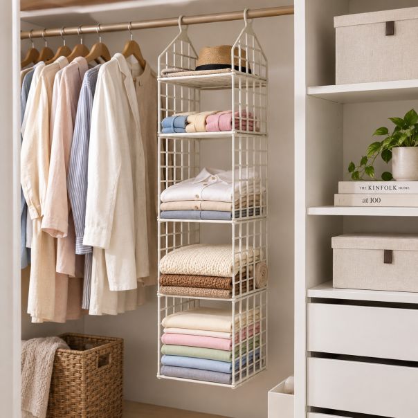Viseći organizator za garderobu, bež, 29×29×128 cm - EP3231598
