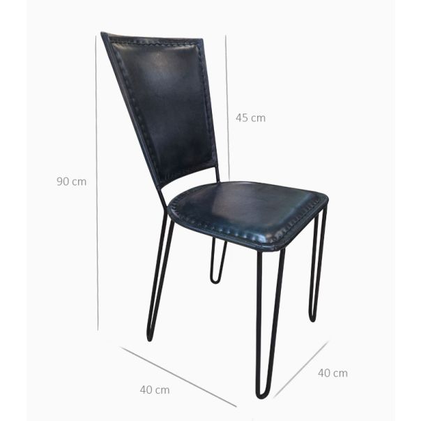 SUNČEVA DOLINA Kožna stolica Retro plava / kozja koža / retro dizajn - VL1801P