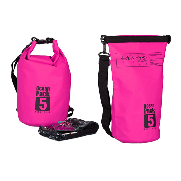 Vodootporna suva torba EL 5L pink - 200922-1