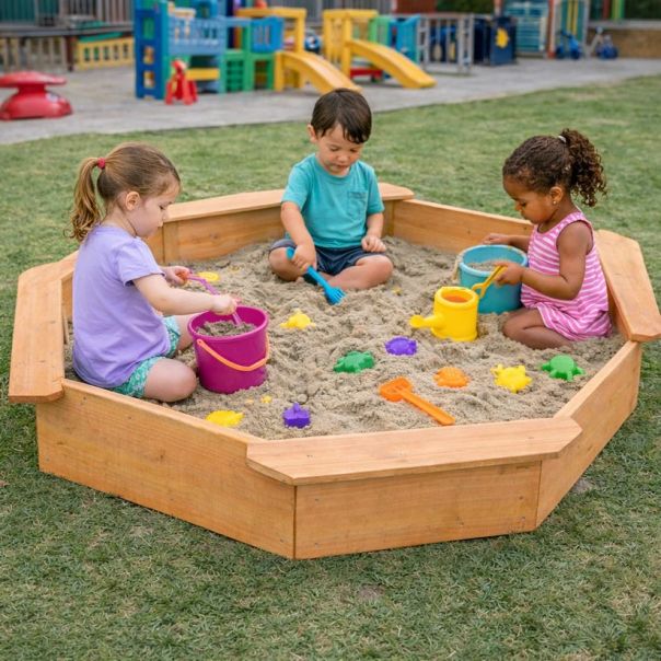Dečiji drveni peskarnik KINDER HOME – model sa 8 strana i 4 sedišta - EP2988399