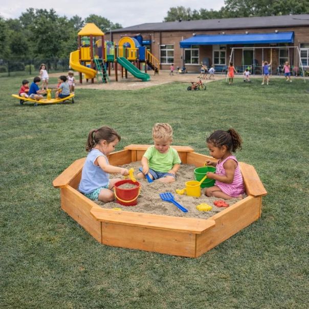 Dečiji drveni peskarnik KINDER HOME – model sa 8 strana i 4 sedišta - EP2988399