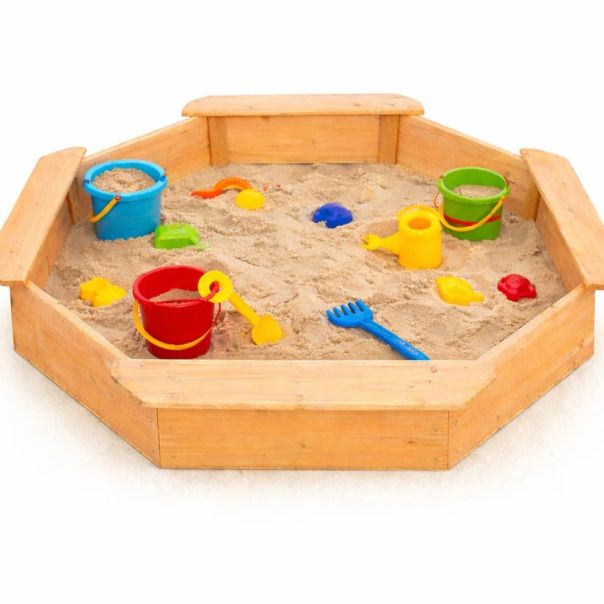 Dečiji drveni peskarnik KINDER HOME – model sa 8 strana i 4 sedišta - EP2988399