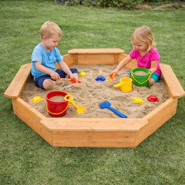 Dečiji drveni peskarnik KINDER HOME – model sa 8 strana i 4 sedišta - EP2988399
