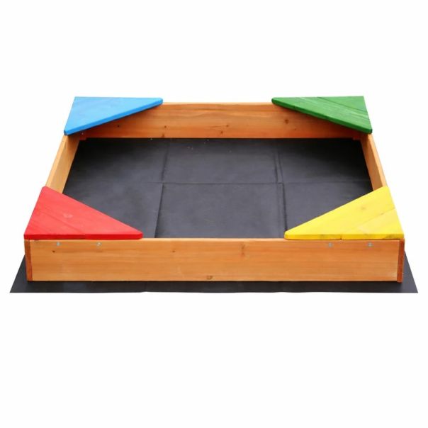 Dečiji drveni peskarnik KINDER HOME sa 4 sedišta – 90x90 cm - EP2988398