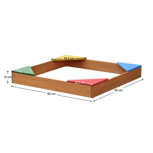 Dečiji drveni peskarnik KINDER HOME sa 4 sedišta – 90x90 cm - EP2988398
