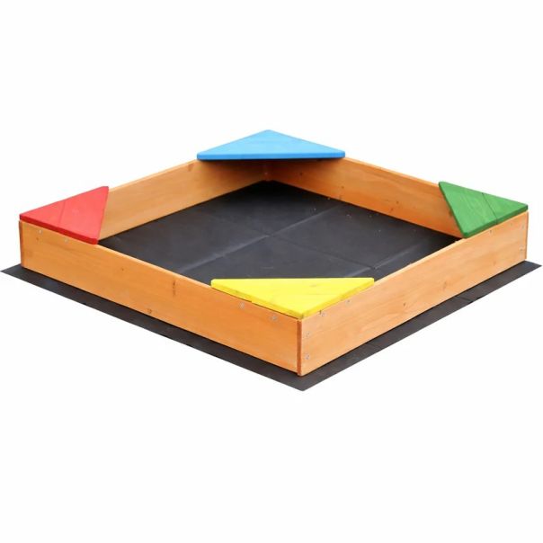 Dečiji drveni peskarnik KINDER HOME sa 4 sedišta – 90x90 cm - EP2988398