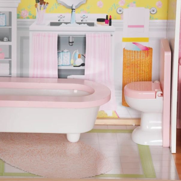 Velika drvena kućica za lutke KINDER HOME Grand Villa, 4 sprata, 28 komada nameštaja - EP3305175