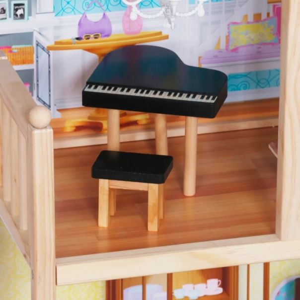 Velika drvena kućica za lutke KINDER HOME Grand Villa, 4 sprata, 28 komada nameštaja - EP3305175