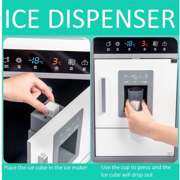 KINDER HOME Dečija drvena kuhinja sa zvukom, svetlom i priborom za kuvanje belo-siva - V10C493J