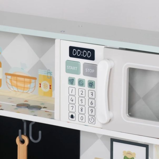 Dečija drvena kuhinja KINDER HOME sa elektronskom pločom za kuvanje, od punog drveta i MDF-a, - EP3317858
