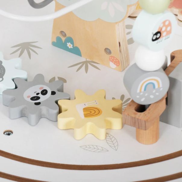 Dečiji drveni edukativni sto sa lavirintom i perlama KINDER HOME - V12D626