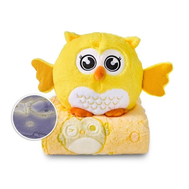 DORMEO Emotivna sovica, Set ćebe+jastuk, žuta - 110087230