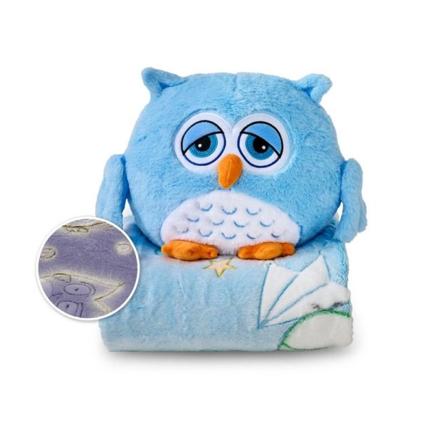 DORMEO Emotivna sovica, Set ćebe+jastuk, plava - 110087229