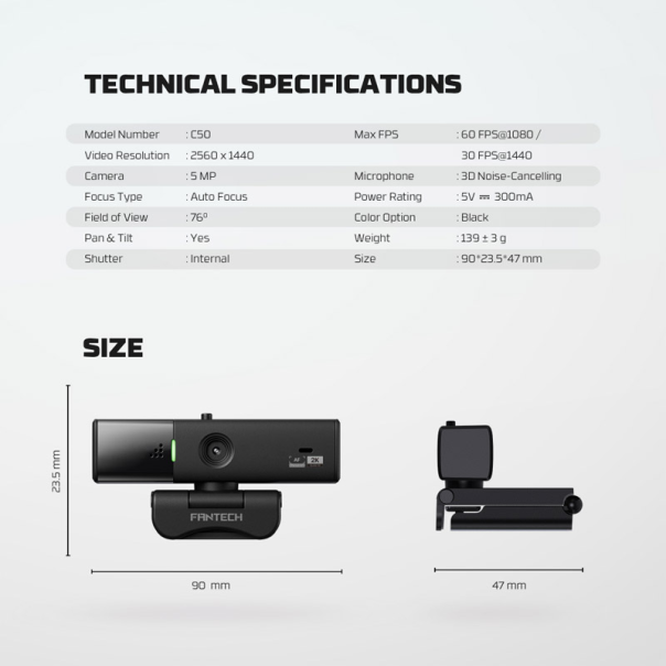 Web kamera Fantech C50 Luminous crna - g223247