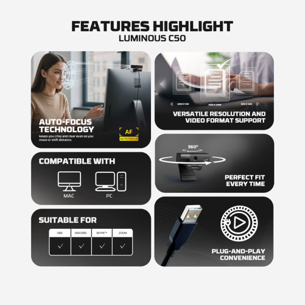 Web kamera Fantech C50 Luminous crna - g223247